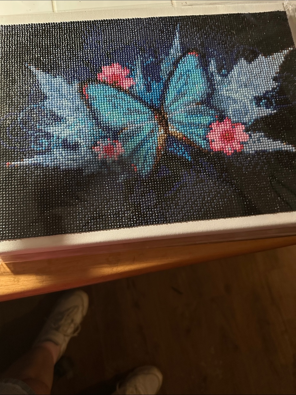 Handcrafted Blue Butterfly Wall Art Canvas - Home Accents Decor